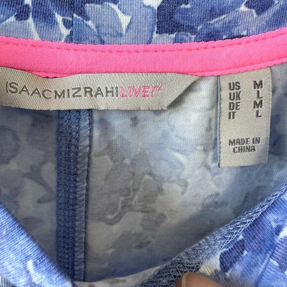 NEW Isaac Mizrahi Live! QVC Soho Printed 3/4 Sleeve Top Sz M Blue Floral Soft - Picture 4 of 5